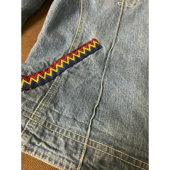 French Cuff Womens Denim Jacket With Colorful Embroidery Design Sz M/L ? - Picture 6 of 7